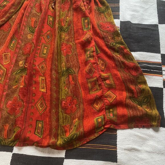 Vintage Zanana by Saraf Floral Maxi Rayon Skirt. OSFM. Tie Waist. India. - Picture 9 of 13